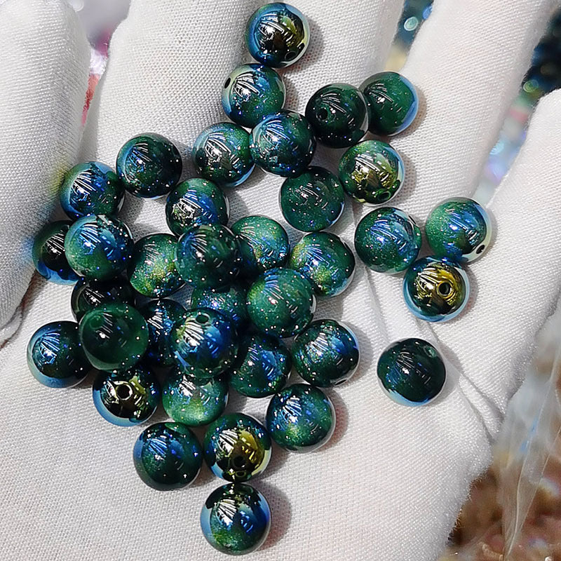 10mm UVキャッツアイメッキ樹脂ビーズルーズビーズDIYブレスレットビーズ