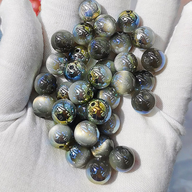 10mm UVキャッツアイメッキ樹脂ビーズルーズビーズDIYブレスレットビーズ