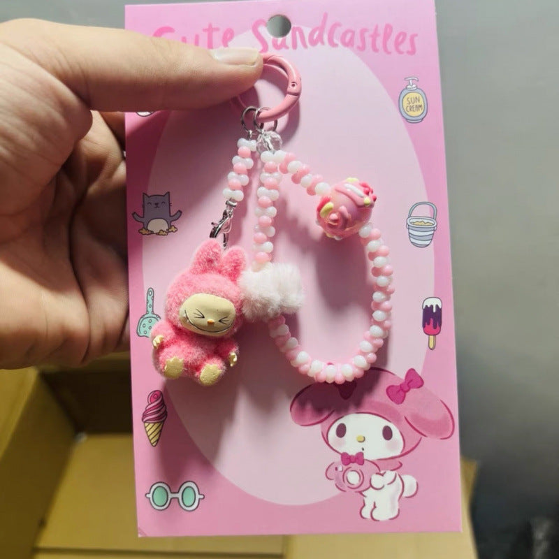 labubuフィギュアスマホチャームキーホルダー手作りDIY