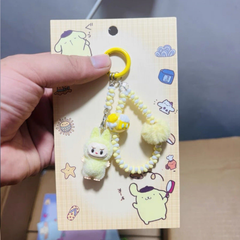 labubuフィギュアスマホチャームキーホルダー手作りDIY
