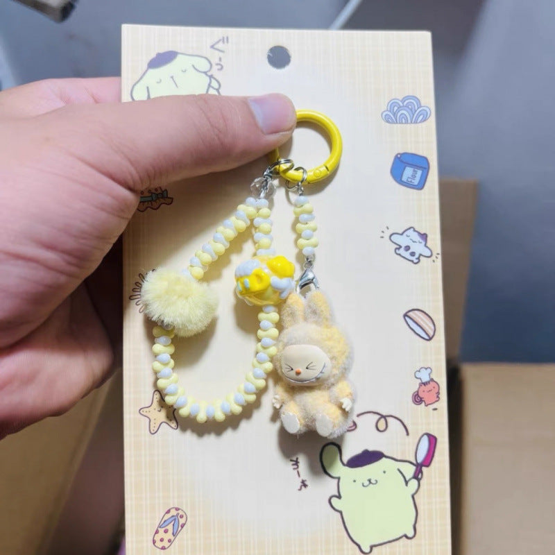 labubuフィギュアスマホチャームキーホルダー手作りDIY