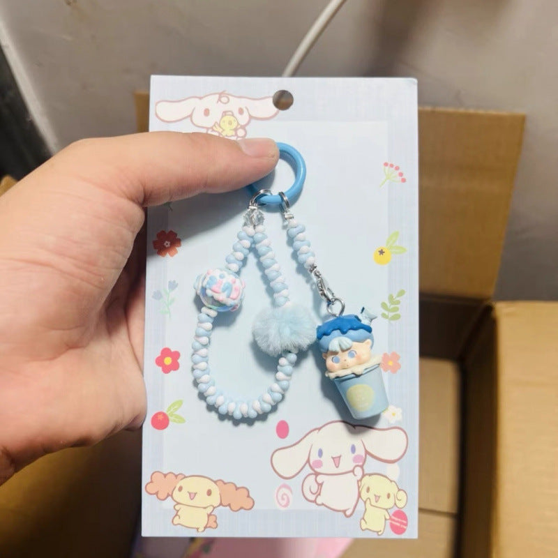 labubuフィギュアスマホチャームキーホルダー手作りDIY