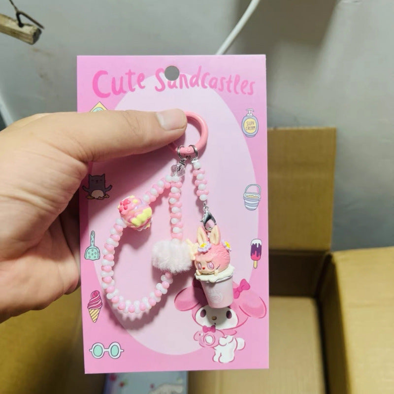 labubuフィギュアスマホチャームキーホルダー手作りDIY