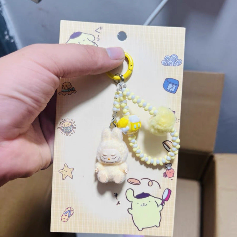 labubuフィギュアスマホチャームキーホルダー手作りDIY