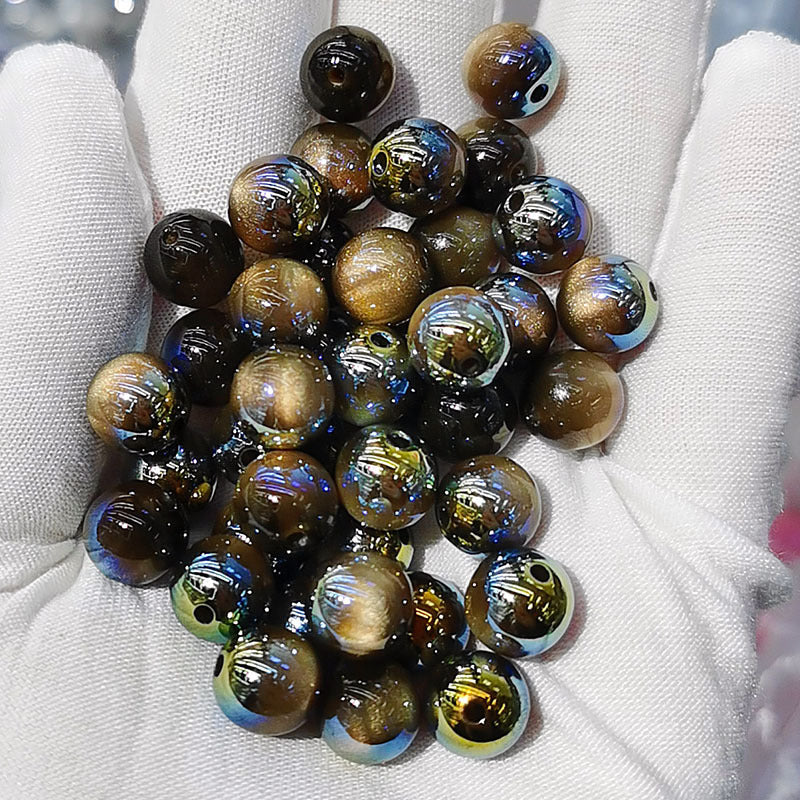 10mm UVキャッツアイメッキ樹脂ビーズルーズビーズDIYブレスレットビーズ