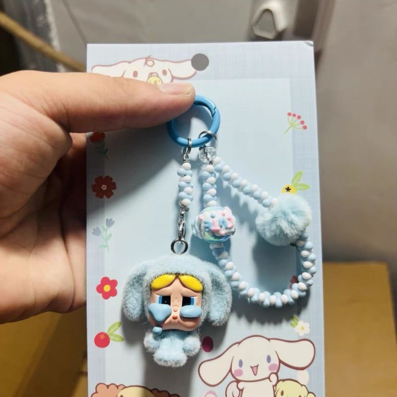 labubuフィギュアスマホチャームキーホルダー手作りDIY