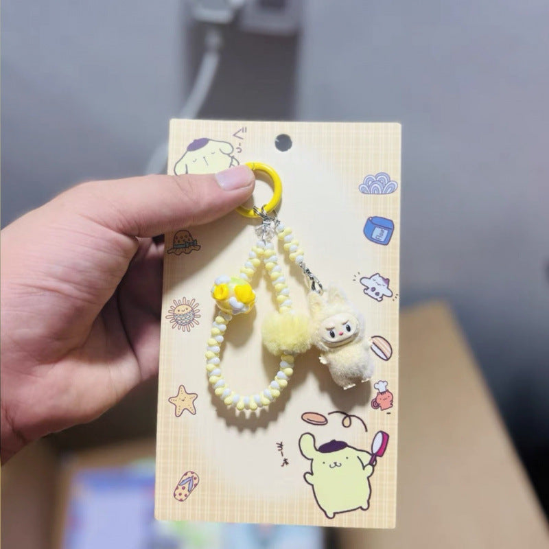 labubuフィギュアスマホチャームキーホルダー手作りDIY