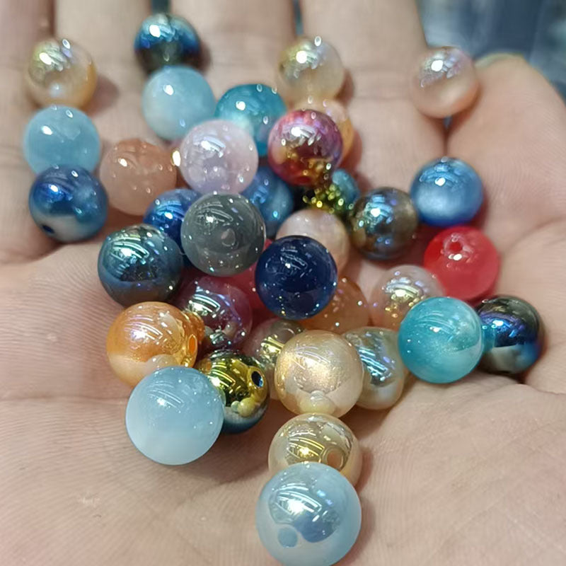 10mm UVキャッツアイメッキ樹脂ビーズルーズビーズDIYブレスレットビーズ