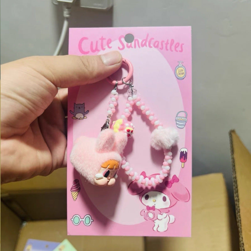 labubuフィギュアスマホチャームキーホルダー手作りDIY